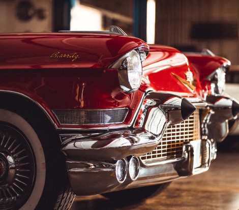 Classic cars on scenic road